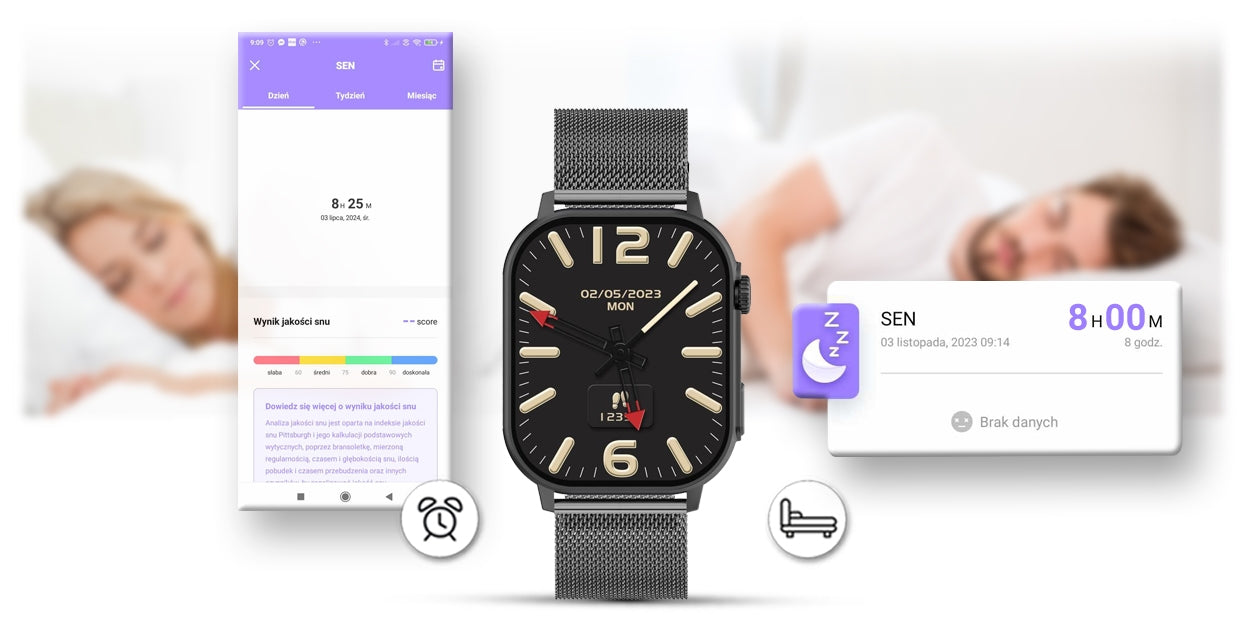 Smartwatch Gravity GT15-5 Czarny Pasek Silikonowy + Tytanowa Bransoleta – zdjęcie 15