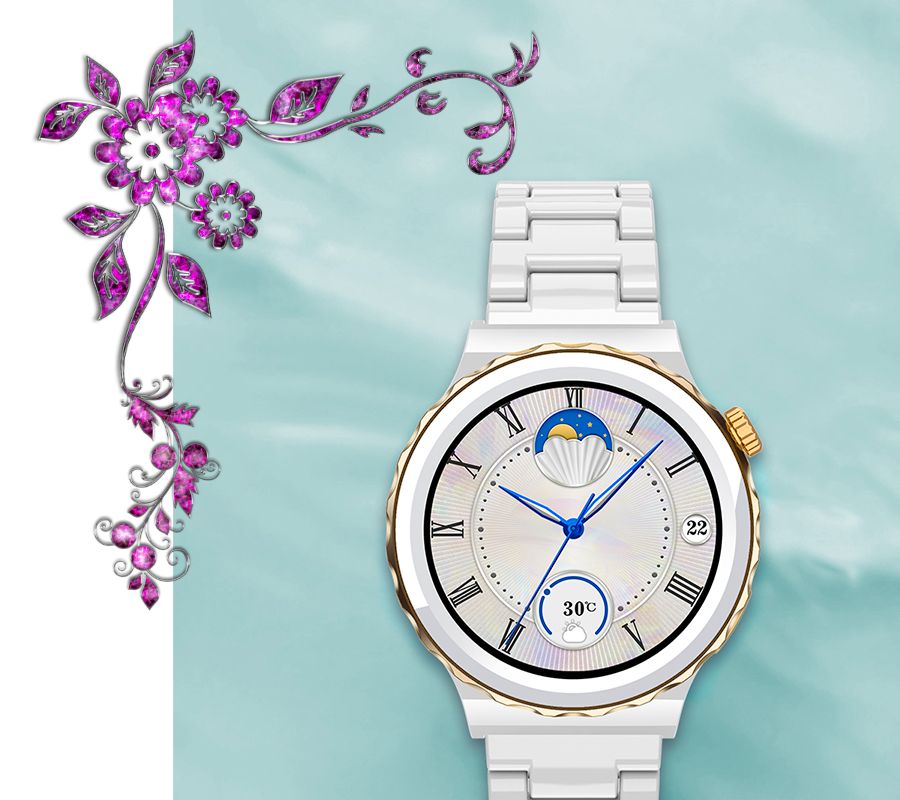 Smartwatch Damski Rubicon RNCF02-1 Srebrno-Srebrny + Czarny Silikonowy – zdjęcie 2
