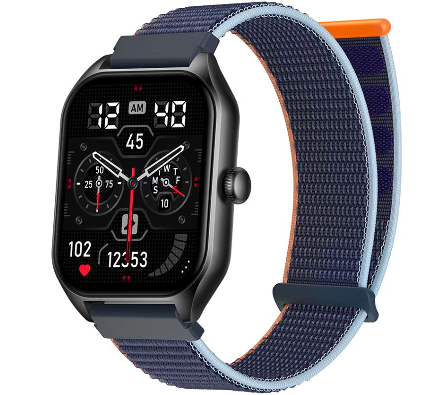 Smartwatch Rubicon RNCF03-1 Czarny+ Niebiesko-Pomarańczowy Pasek Parciany – zdjęcie 3
