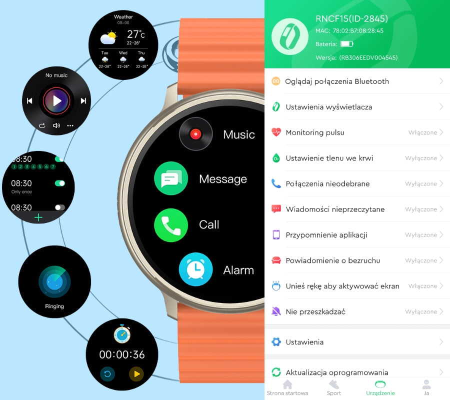 Smartwatch RUBICON RNCF15 Tytan/Black SMARUB259 – zdjęcie 3