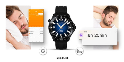 Smartwatch VELTORI VT150-1 Czarny Pasek Silikonowy + Czarna Bransoleta – zdjęcie 14