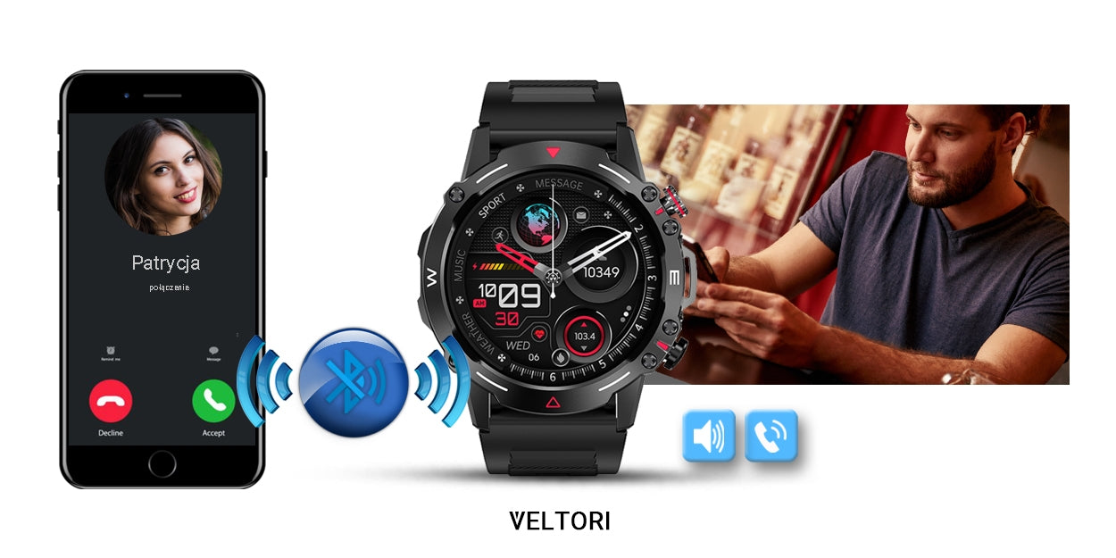 Smartwatch VELTORI VT110-1 Czarny Pasek Silikonowy – zdjęcie 15