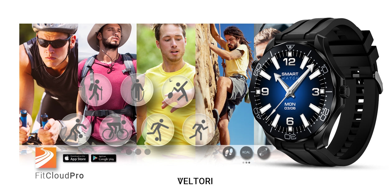 Smartwatch VELTORI VT150-1 Czarny Pasek Silikonowy + Czarna Bransoleta – zdjęcie 16