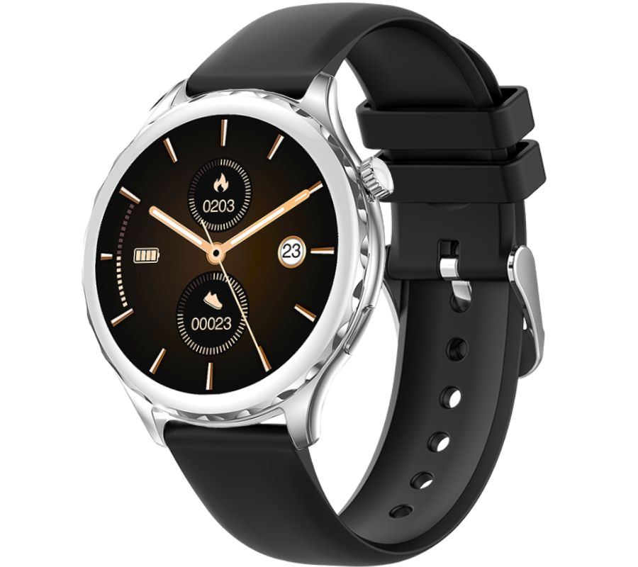 Smartwatch Damski Rubicon RNCF02-1 Srebrno-Srebrny + Czarny Silikonowy – zdjęcie 4