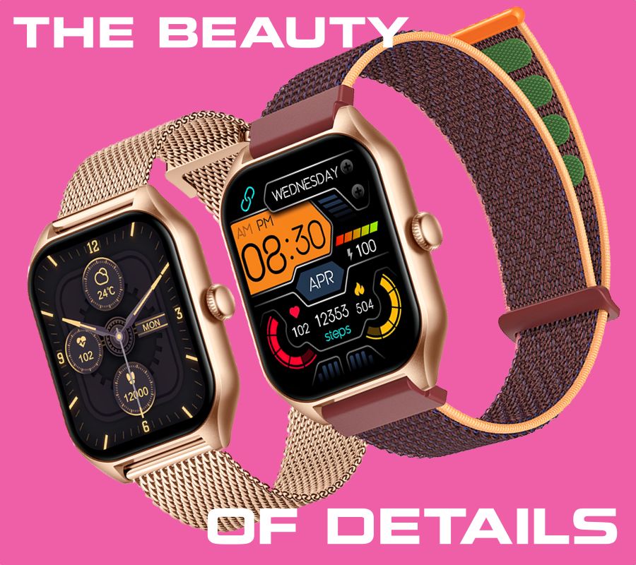 Smartwatch Rubicon RNCF03-1 Czarny+ Niebiesko-Pomarańczowy Pasek Parciany – zdjęcie 8