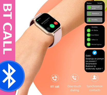 Smartwatch Rubicon RNCF03-1 Czarny+ Niebiesko-Pomarańczowy Pasek Parciany – zdjęcie 9