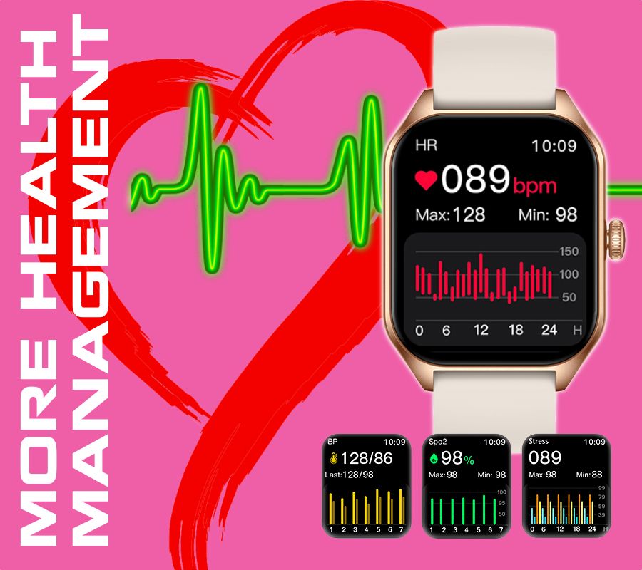 Smartwatch Rubicon RNCF03-1 Czarny+ Niebiesko-Pomarańczowy Pasek Parciany – zdjęcie 11