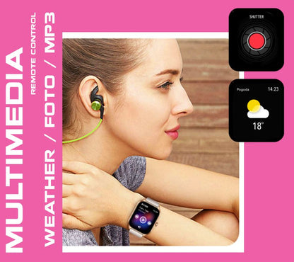 Smartwatch Rubicon RNCF03-1 Czarny+ Niebiesko-Pomarańczowy Pasek Parciany – zdjęcie 12