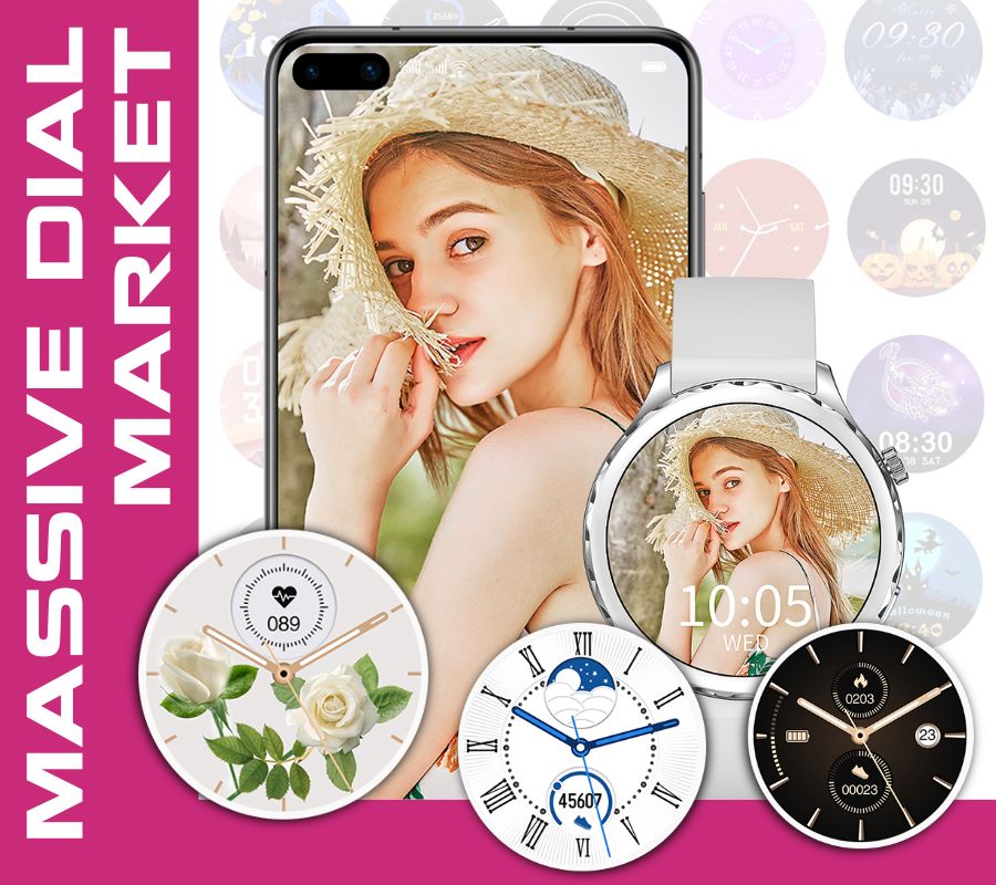 Smartwatch Damski Rubicon RNCF02-1 Srebrno-Srebrny + Czarny Silikonowy – zdjęcie 9