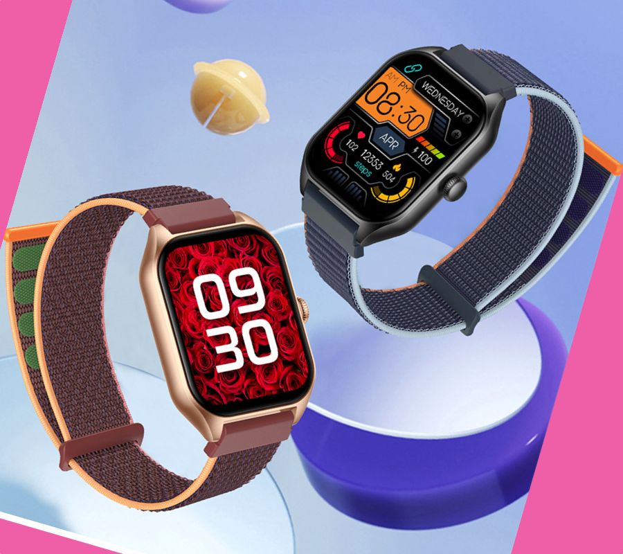 Smartwatch Rubicon RNCF03-1 Czarny+ Niebiesko-Pomarańczowy Pasek Parciany – zdjęcie 13