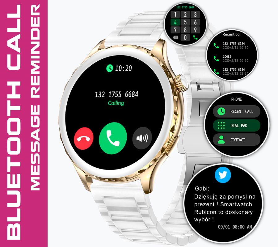 Smartwatch Damski Rubicon RNCF02-1 Srebrno-Srebrny + Czarny Silikonowy – zdjęcie 11