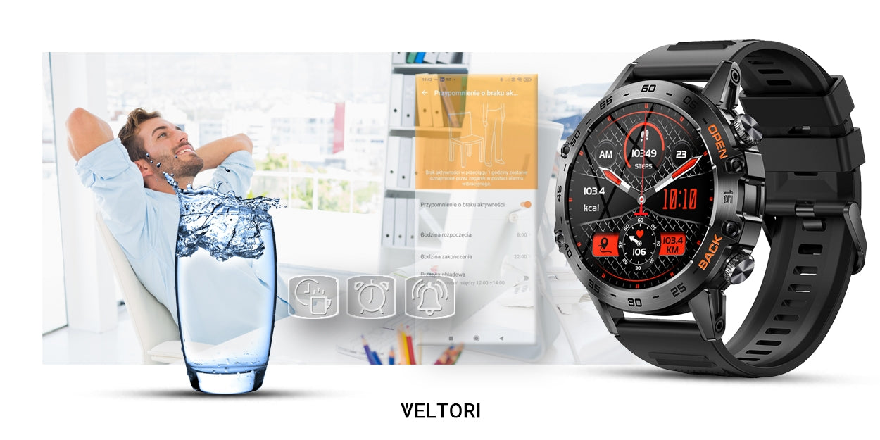 Smartwatch VELTORI VT120-1 Czarny Pasek Silikonowy – zdjęcie 8