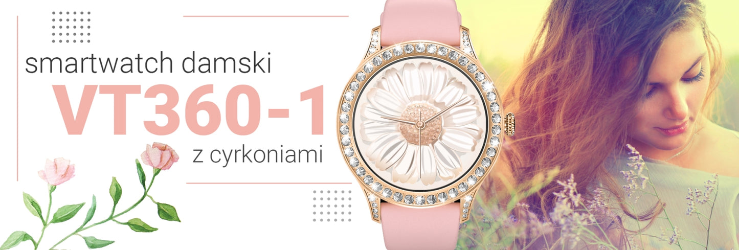 Smartwatch Damski VELTORI VT360-1 Różowy Pasek Silikonowy – zdjęcie 9