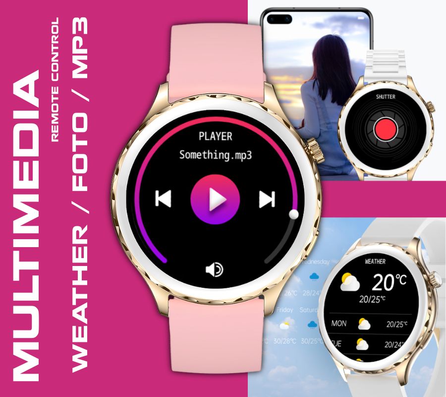 Smartwatch Damski Rubicon RNCF02-1 Srebrno-Srebrny + Czarny Silikonowy – zdjęcie 14