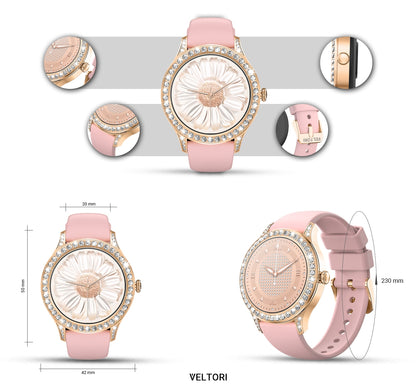 Smartwatch Damski VELTORI VT360-1 Różowy Pasek Silikonowy – zdjęcie 10