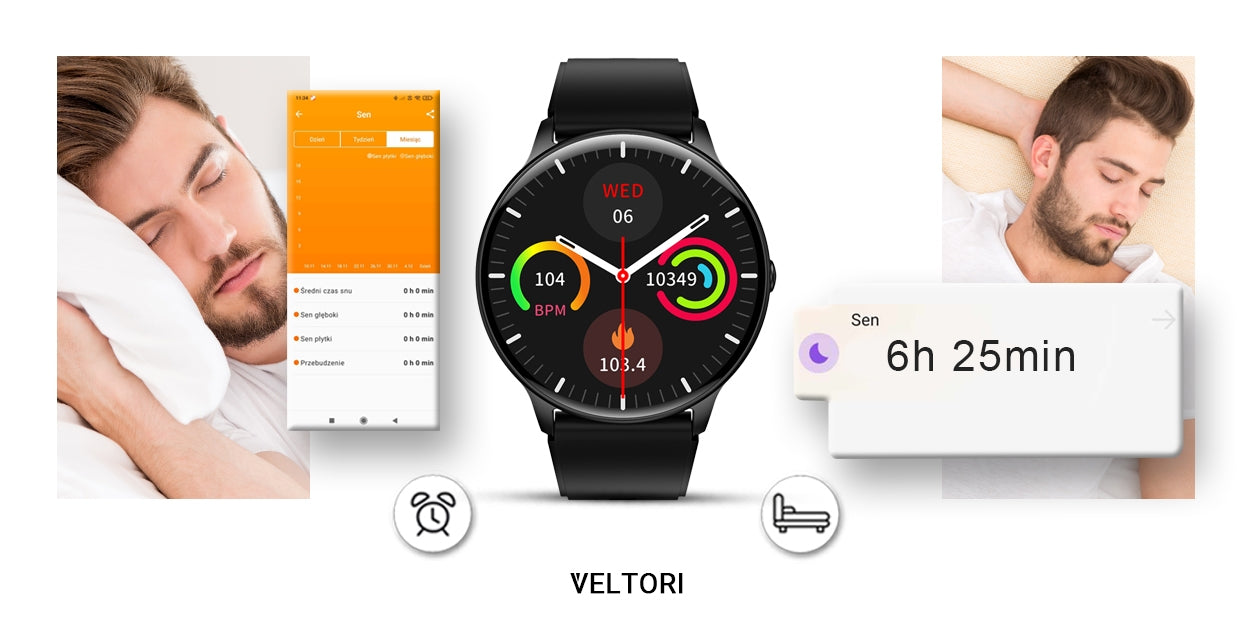 Smartwatch VELTORI VT160-1 Czarny Pasek Silikonowy – zdjęcie 13