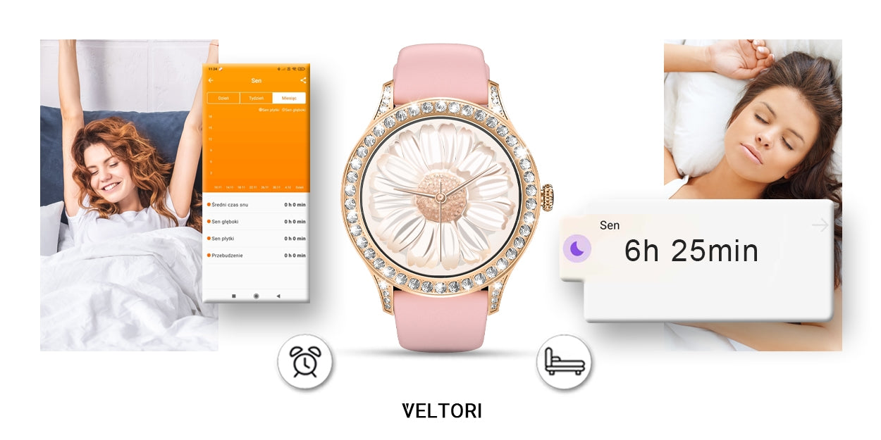 Smartwatch Damski VELTORI VT360-1 Różowy Pasek Silikonowy – zdjęcie 13