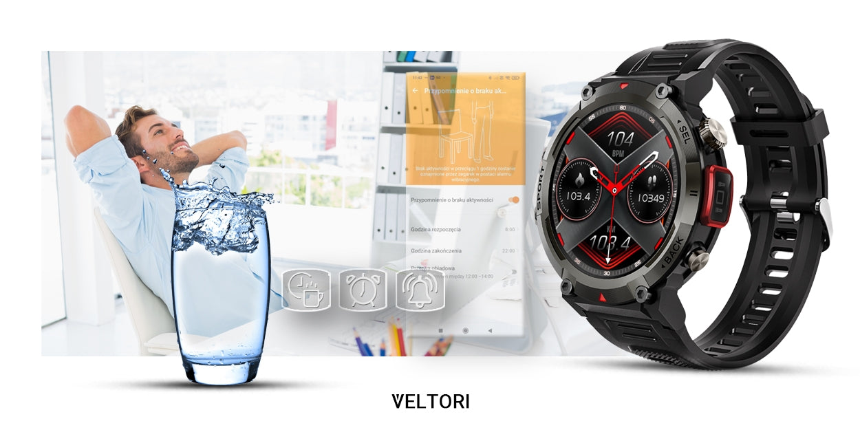 Smartwatch VELTORI VT140-1 Czarny Pasek Silikonowy – zdjęcie 13