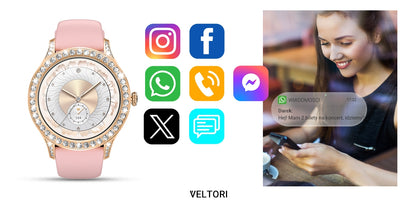 Smartwatch Damski VELTORI VT360-1 Różowy Pasek Silikonowy – zdjęcie 14