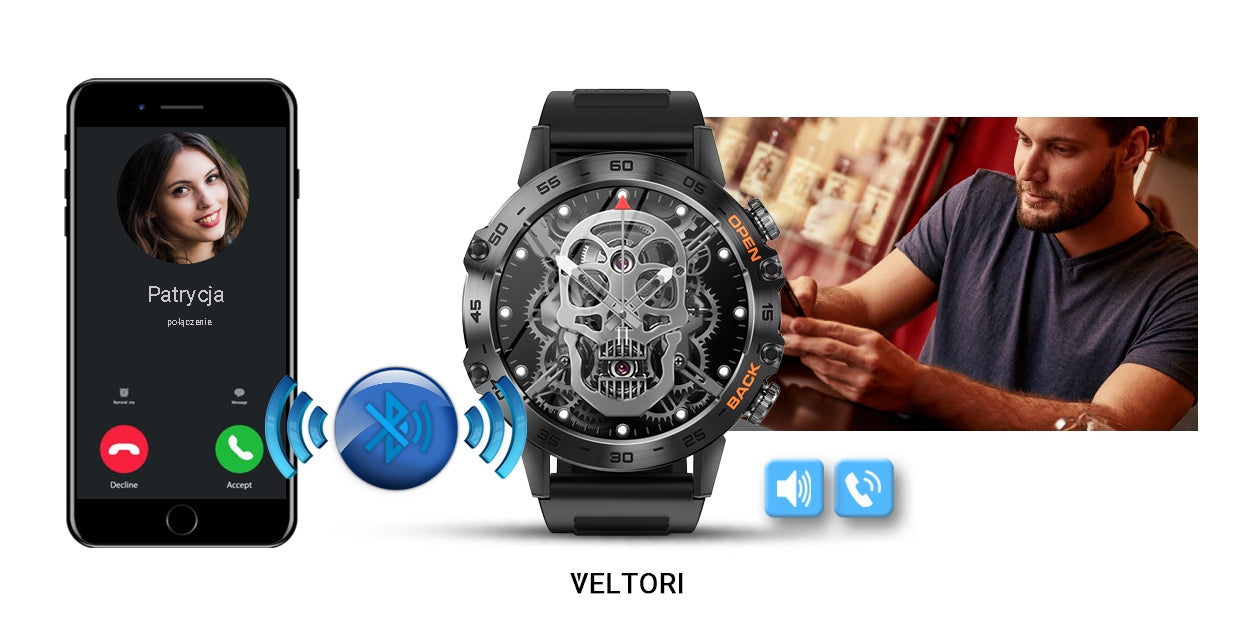 Smartwatch VELTORI VT120-1 Czarny Pasek Silikonowy – zdjęcie 14