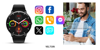 Smartwatch VELTORI VT160-1 Czarny Pasek Silikonowy – zdjęcie 14