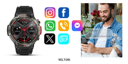 Smartwatch VELTORI VT140-1 Czarny Pasek Silikonowy – zdjęcie 15