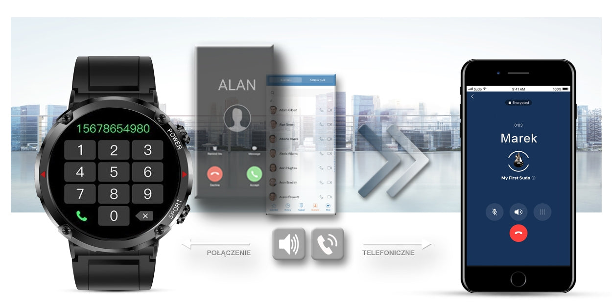 Smartwatch Gravity GT21-6 + Czerwony Pasek Silikonowy – zdjęcie 12