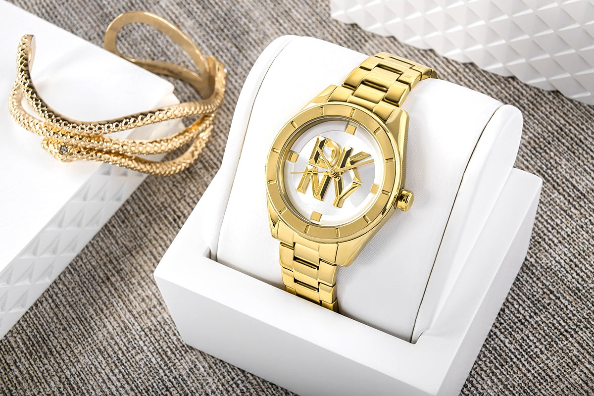 Zegarek Damski DKNY Chambers Midi Gold DK1L016M0065 + BOX – zdjęcie 5