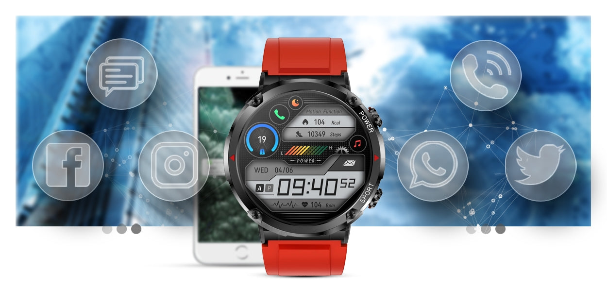 Smartwatch Gravity GT21-6 + Czerwony Pasek Silikonowy – zdjęcie 13