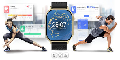 Smartwatch Gravity GT15-6 Czarny Pasek Silikonowy + Złota Bransoleta – zdjęcie 14