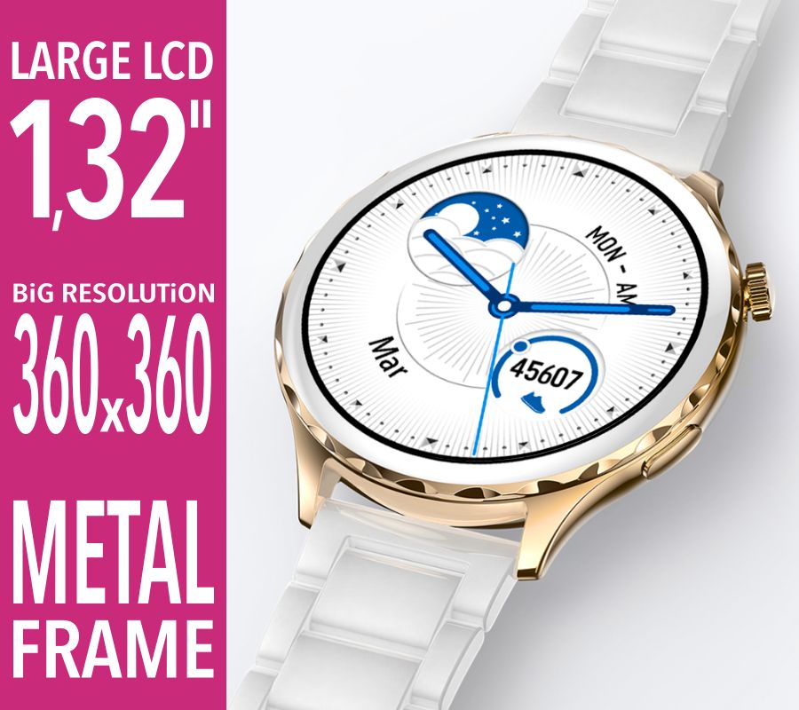 Smartwatch Damski Rubicon RNCF02-2 Złoty + Pasek Różowy – zdjęcie 6