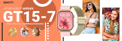 Smartwatch Gravity GT15-7 Różowy Pasek Silikonowy + Złota Bransoleta – zdjęcie 10