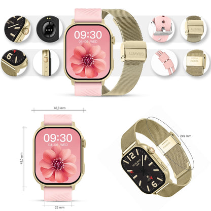 Smartwatch Gravity GT15-7 Różowy Pasek Silikonowy + Złota Bransoleta – zdjęcie 11