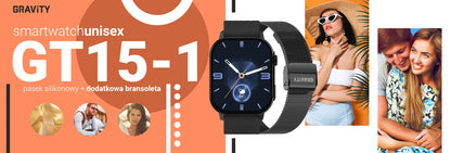 Smartwatch Gravity GT15-1 Czarny Pasek Silikonowy + Czarna Bransoleta – zdjęcie 10