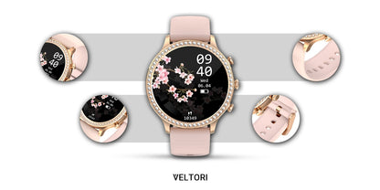 Smartwatch Damski VELTORI VT310-1 Złota Bransoleta + Różowy Pasek – zdjęcie 14