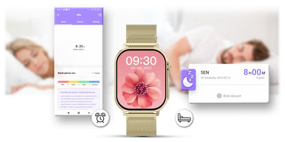 Smartwatch Gravity GT15-7 Różowy Pasek Silikonowy + Złota Bransoleta – zdjęcie 15
