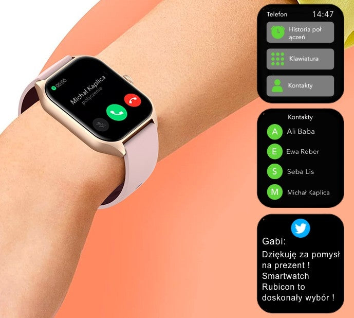 Smartwatch Damski Rubicon RNCF03-5 Różowe złoto Bransoleta + Pasek – zdjęcie 8
