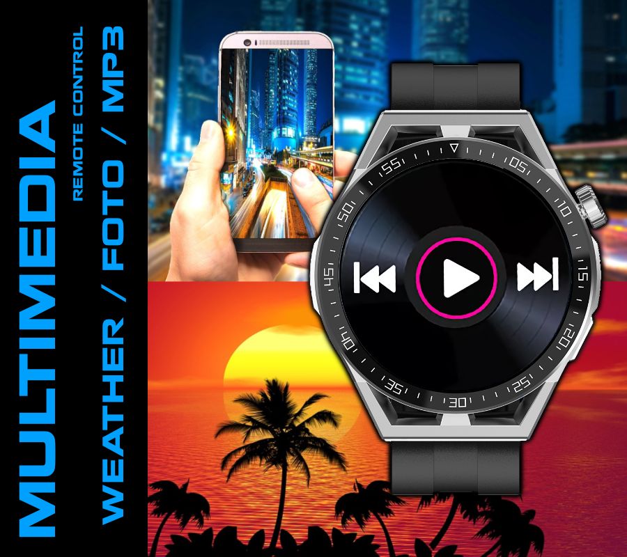 Smartwatch  Rubicon RNCE88-2 Czarny- Czarny Pasek Silikonowy + Czarna – zdjęcie 14