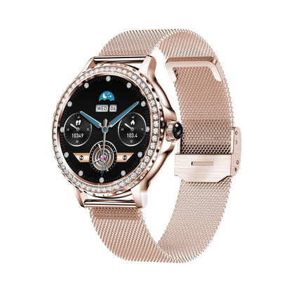 Smartwatch Damski VELTORI VT320-1 Złota Bransoleta + Różowy Pasek – zdjęcie 4