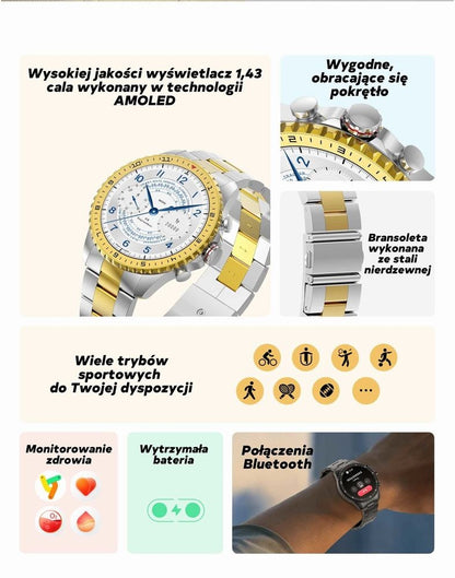 Smartwatch Męski GRAVITY GT16-2 Black / Czarna Bransoleta – zdjęcie 4